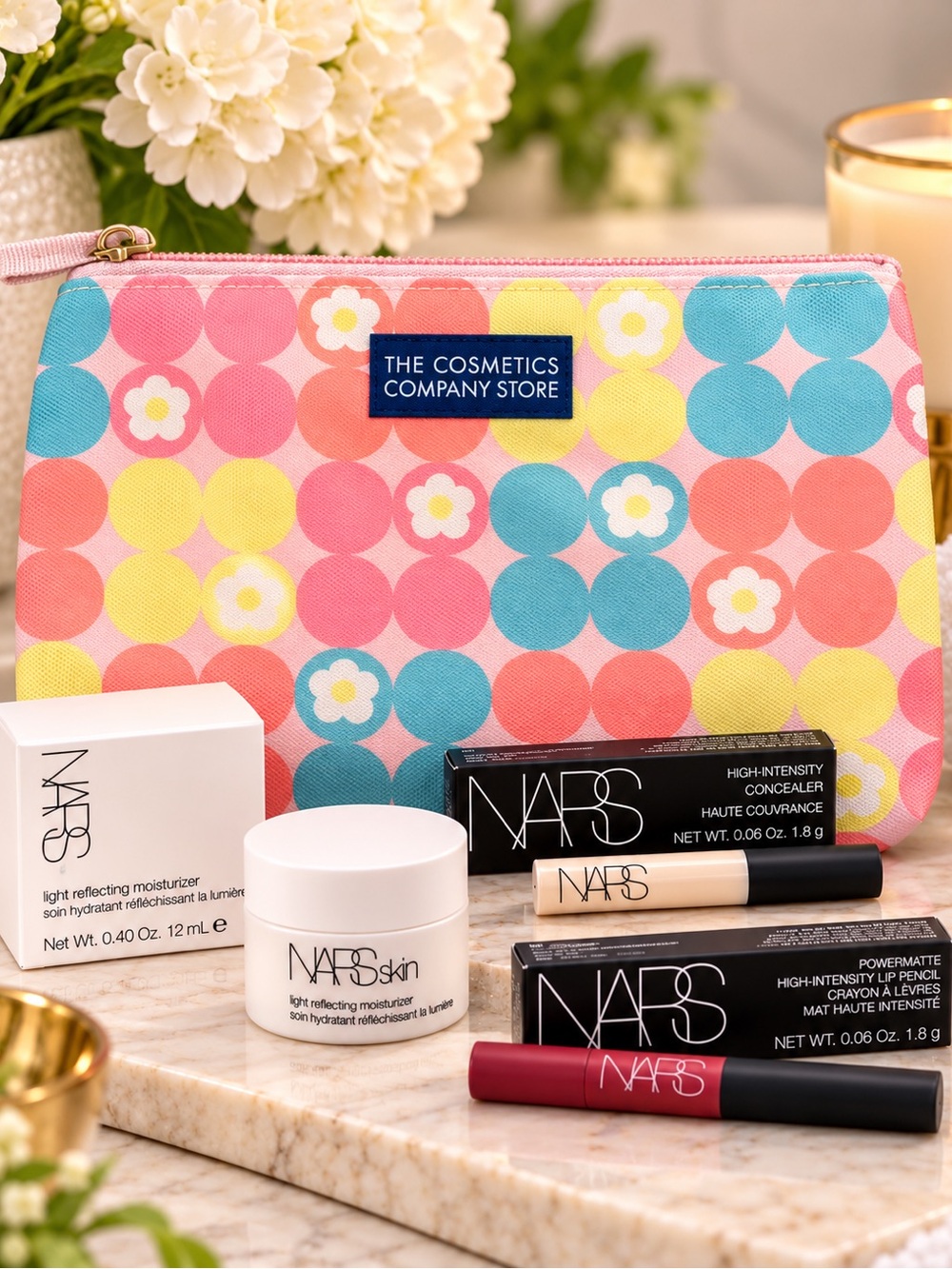 NARS Beauty Bundle + Cosmetics Bag | Walkyrie Lip, Eyeshadow Base, Skincare